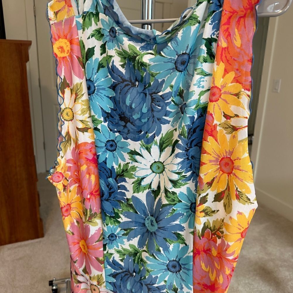 25-💼Adorable Floral Summer Cardigan. Lightweight Polyester Mesh, Ruffled detail - Picture 7 of 12